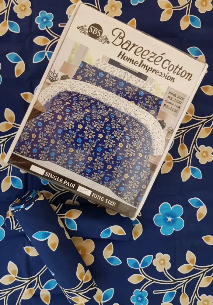 Premium 3-Pcs King Size Cotton Bedsheet - Image 3