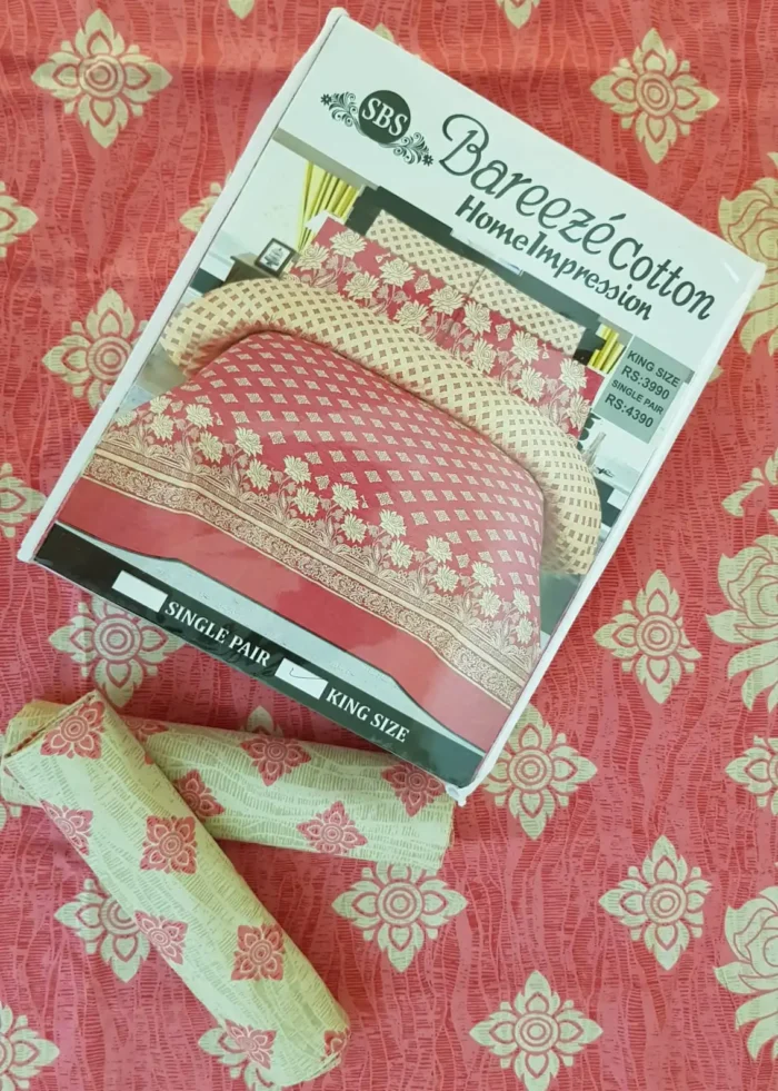 Premium 3-Pcs King Size Cotton Bedsheet - Image 3